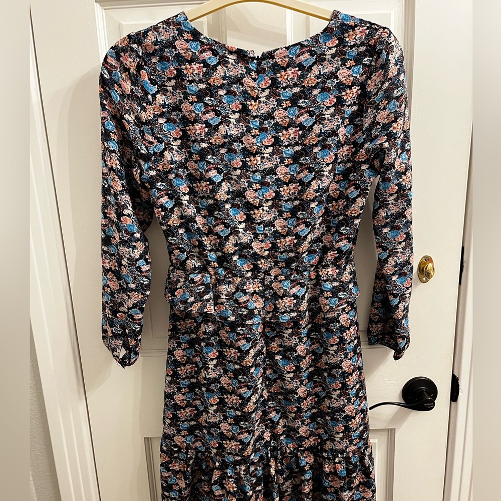 J Crew Floral V Neck Midi Dress Size 2 - Picture 5 of 13